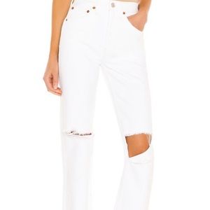 Re-done 90s high rise loose jeans in white